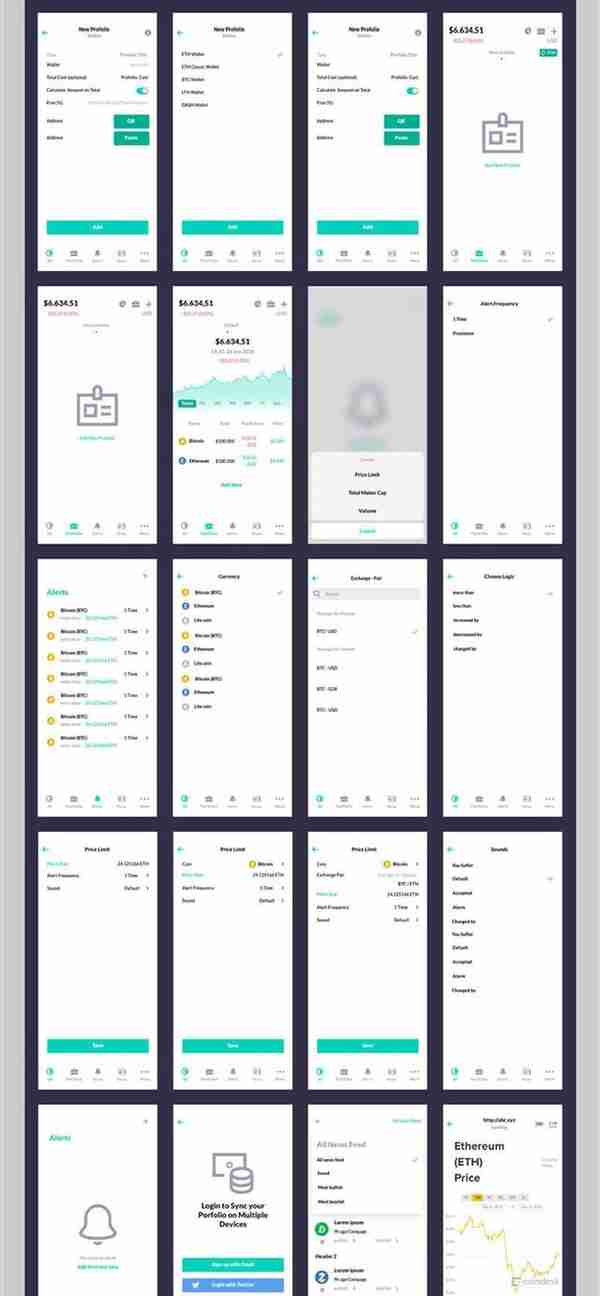 iOS版非常完整的虚拟币全功能的APP UI KITS「Sketch,PSD,XD」110份