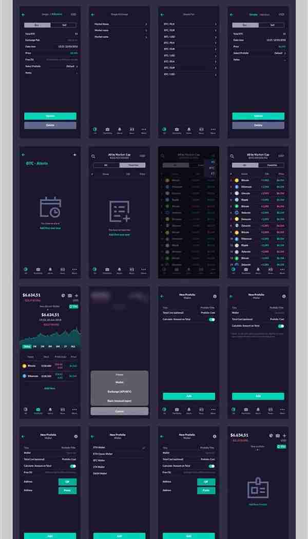 iOS版非常完整的虚拟币全功能的APP UI KITS「Sketch,PSD,XD」110份