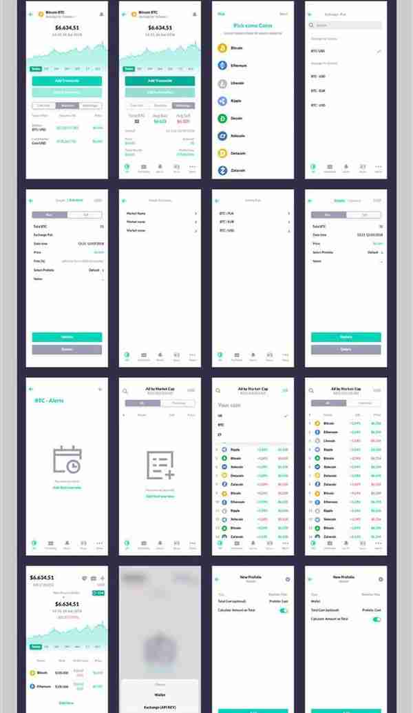 iOS版非常完整的虚拟币全功能的APP UI KITS「Sketch,PSD,XD」110份