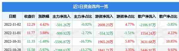 广汽集团11月2日主力资金净卖出501.26万元