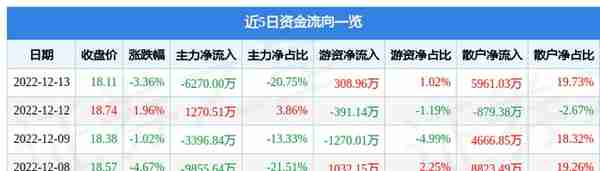 数字政通（300075）12月13日主力资金净卖出6270.00万元