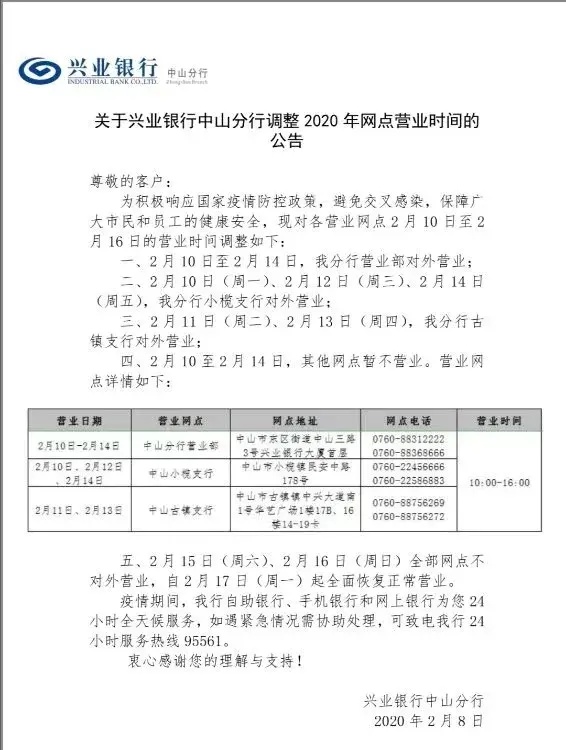 快看！中山银行哪些网点上班？上班时间如何？