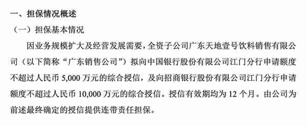 天地壹号拟用累计不超12亿购买理财 为子公司共不超1.5亿授信提供担保