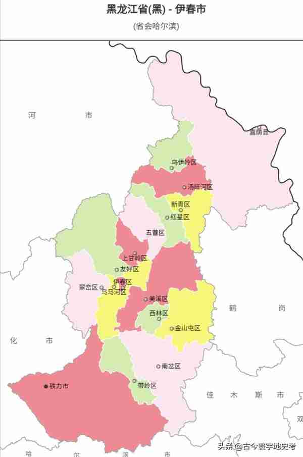 黑龙江省各市（地区）、县地图